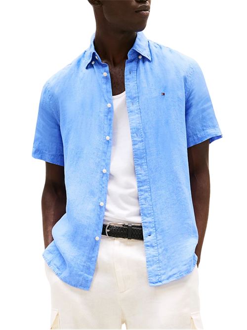 Camicia uomo azzurra in lino Tommy Hilfiger | MW0MW35207C30
